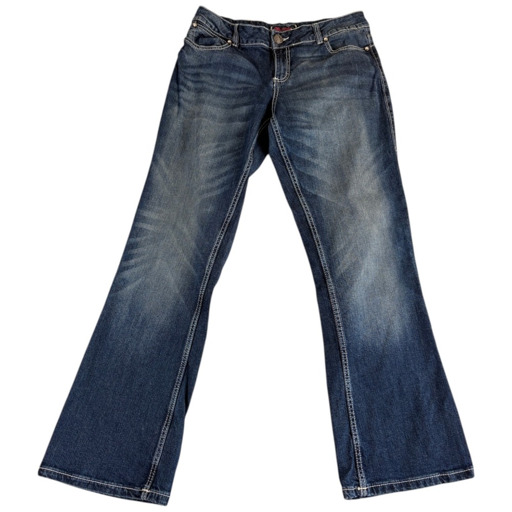 Wrangler Bootcut Jeans Womens 11x32 (33x31.5) Blue Denim‎ Stretch Rhinestones